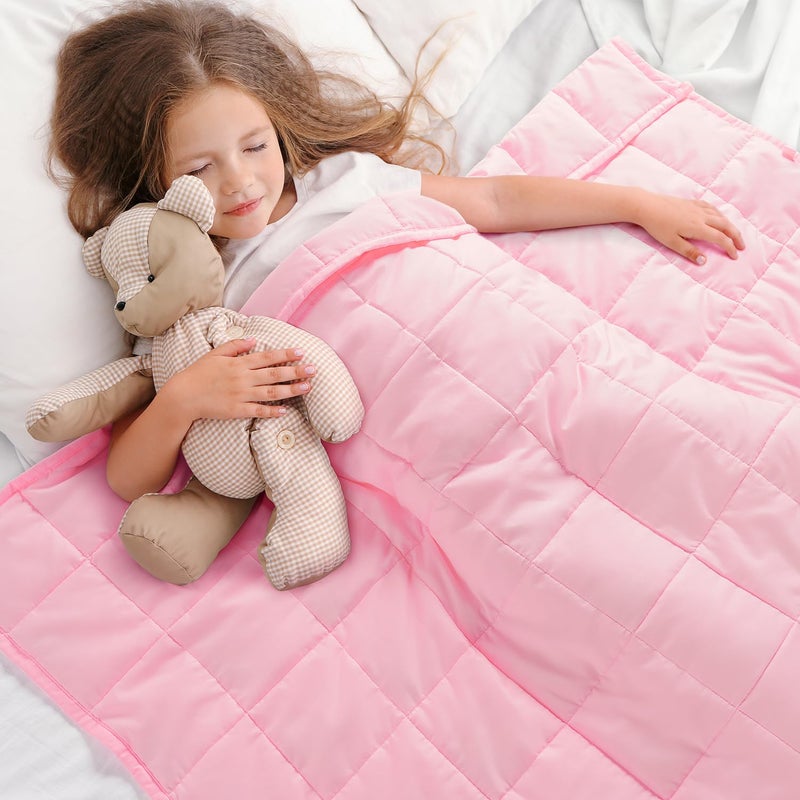 Kivik Weighted Blanket 5 lbs  Small Weighted Blanket 5 Pounds  Mini Heavy Blanket Thorw  Breathable Cooling & Warm Blankets  Machine Washable  36x48 Inches Pink - Image 1