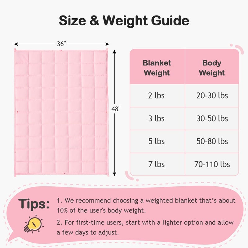 Kivik Weighted Blanket 5 lbs  Small Weighted Blanket 5 Pounds  Mini Heavy Blanket Thorw  Breathable Cooling & Warm Blankets  Machine Washable  36x48 Inches Pink - Image 5
