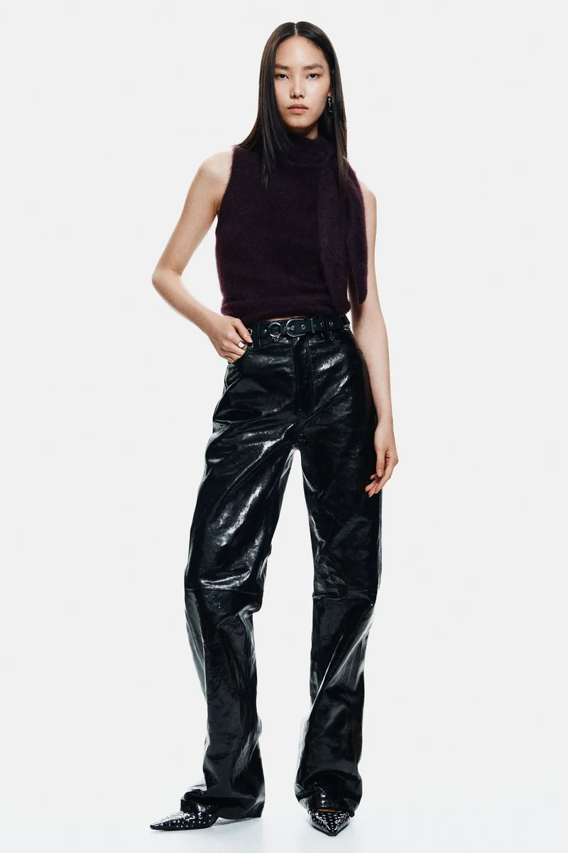 H&M Mohair-blend scarf-collar top