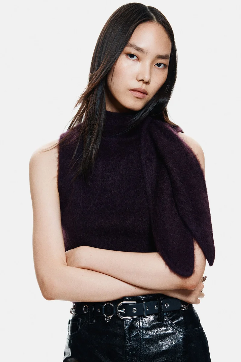 H&M Mohair-blend scarf-collar top