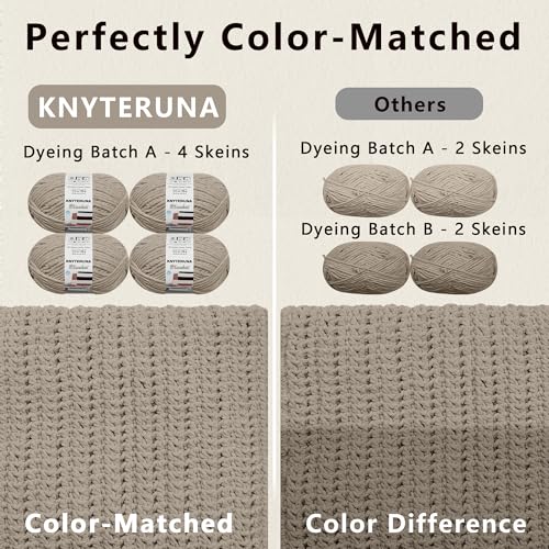 Knyteruna #6 Super Bulky Blanket Yarn for Crocheting - 4 Skeins(Each 10.5oz/300g, 220yds/201m), Chunky Chenille Thick Plush Big Soft Yarn for Crocheting Knitting Blankets, Cream - Image 3