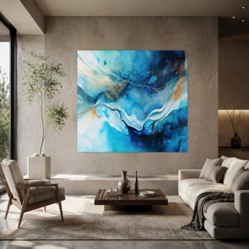 Decorative Tapestry Wall Custom Gift for Living Room, Bedroom, Tapestry Wall Decor 70 x 100 cm, Abstract Modern Blue, White, Yellow - Image 1