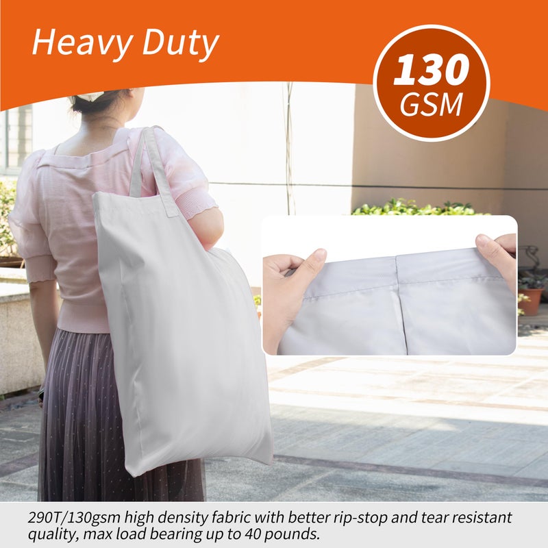 Polecasa Small Heavy Duty Laundry Bag with drawstring closure and Reinforced Handles, Easy to Carry Dirty Clothes Drawstring Bag for Travel, Camp 21â€x24â€, Silver - Image 2