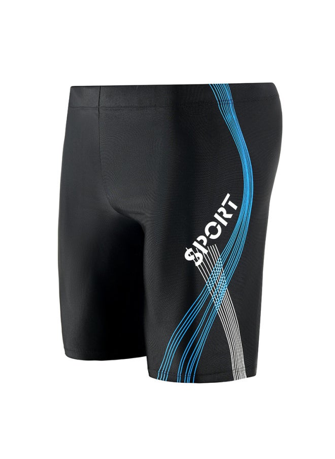 Generic - 2025 Men's Boxer Anti-embarrassment Swimming Trunks Quick-drying Professional Racing Hot Spring Plus Size Five Swimming Trunks Wholesale-Color:2506-blue- - Image 1