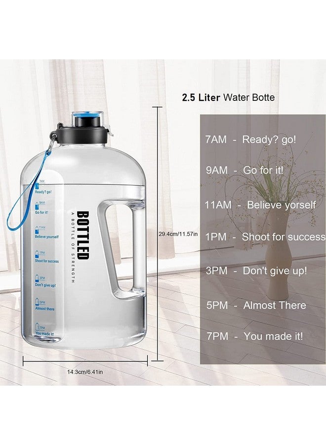 Drofail 2.5 Liter Motivational Sports Gym Bottle Daily water intake with Time Markings BPA-Free. Leak proof For adults For Gym, Travel And office - (White) - Image 3