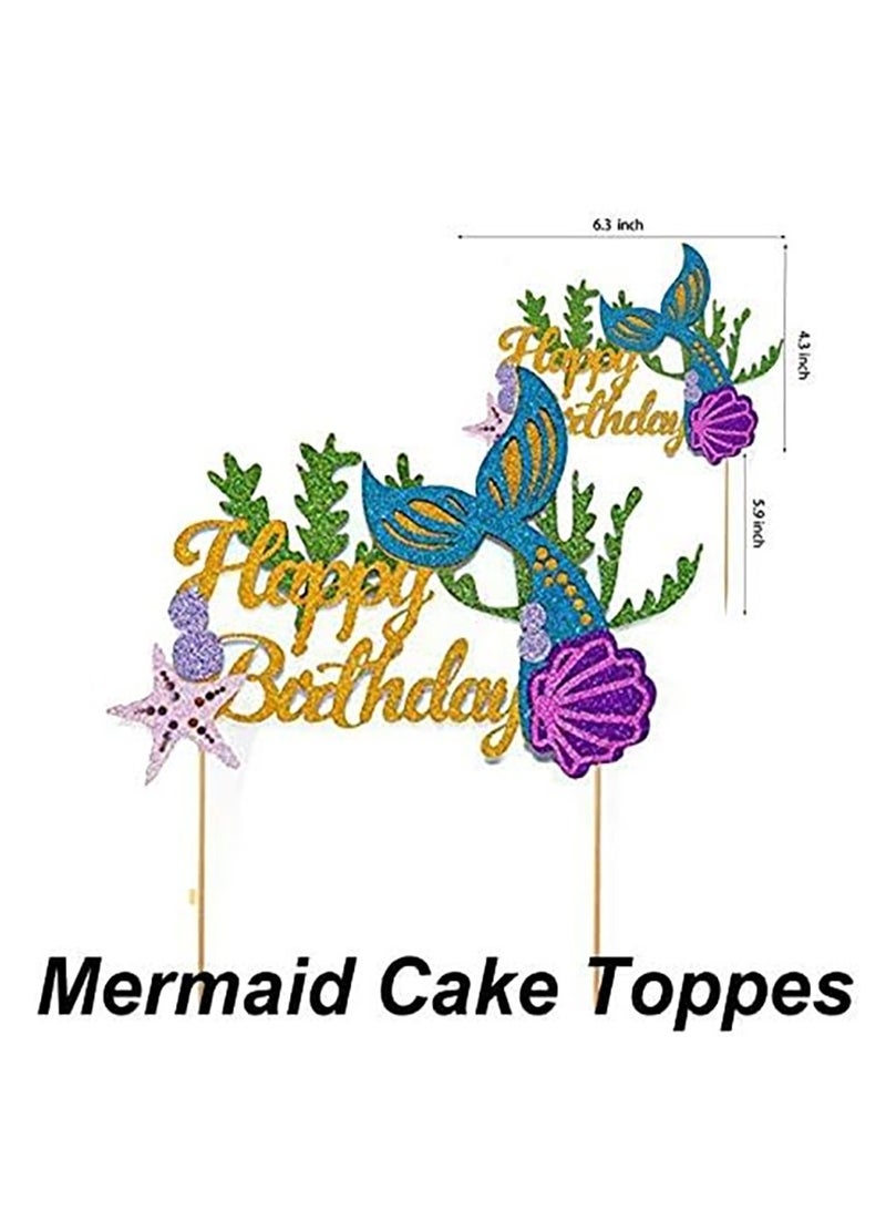 Mermaid Party Decorations for Girls Mermaid Party Supplies Mermaid Banner Mermaid Foil Balloons Latex Garland & Arch Kit Paper Tassel Cake Toppers Under The Sea - Image 2