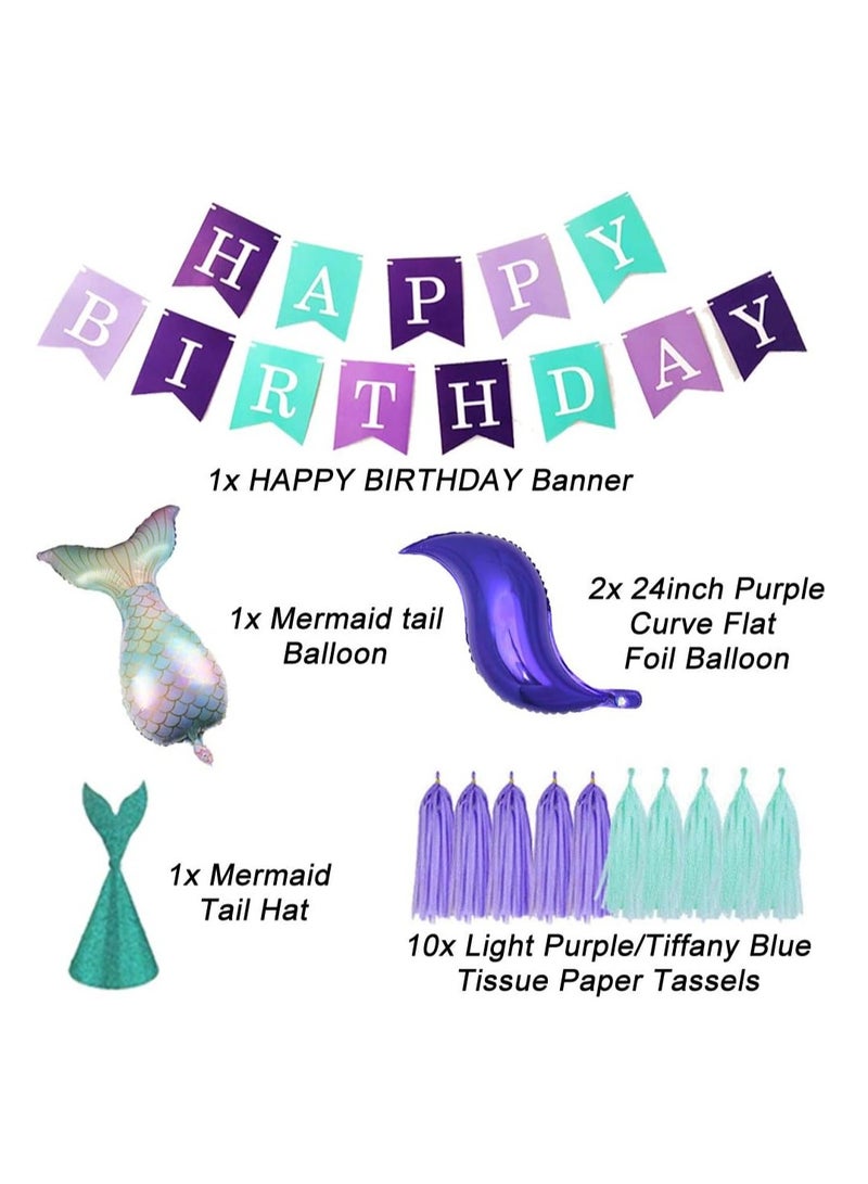 Mermaid Party Decorations for Girls Mermaid Party Supplies Mermaid Banner Mermaid Foil Balloons Latex Garland & Arch Kit Paper Tassel Cake Toppers Under The Sea - Image 4