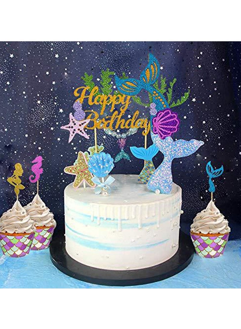 Mermaid Party Decorations for Girls Mermaid Party Supplies Mermaid Banner Mermaid Foil Balloons Latex Garland & Arch Kit Paper Tassel Cake Toppers Under The Sea - Image 5