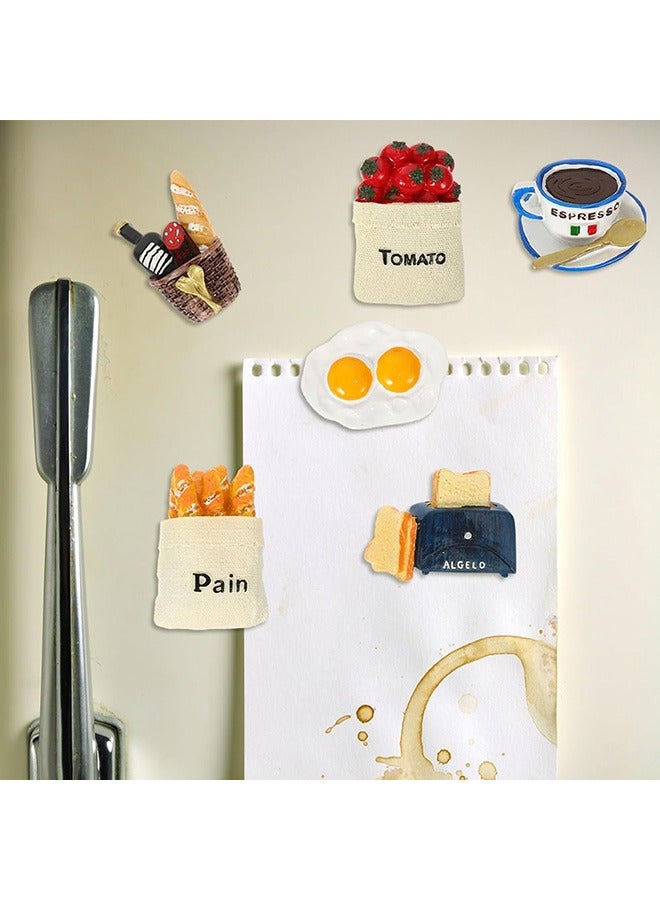 6 Pcs Food Fridge Magnet, Magnetic Resin Fridge Magnets, Novelty Refrigerator Magnets 3D Creative Magnet Stickers for Kitchen Whiteboard Decoration - Image 4
