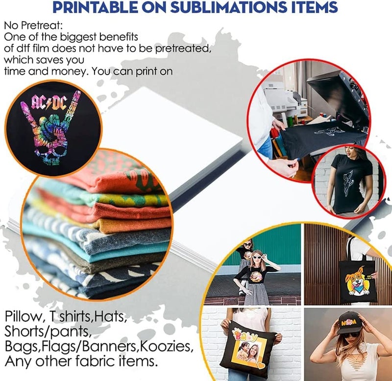 CIS Inks Cisinks Premium DTF Transfer Film 13"x19" - A3 plus Hot/Cold Peel 100 Sheets Matte Clear PreTreat PET Heat Transfer Paper for DIY Direct Print on All Fabric and Colors T-Shirts Textile - Image 5