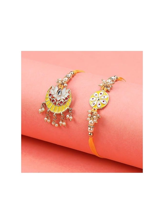 كاميري بازار مجموعة راخي مينكاري للأخ والأخت وزوج الأخت مع طقم رولي وتشوال - راخي للأخ، بهايّا، بهاي - لامبا راخي للبهبي، الأخت - Image 3