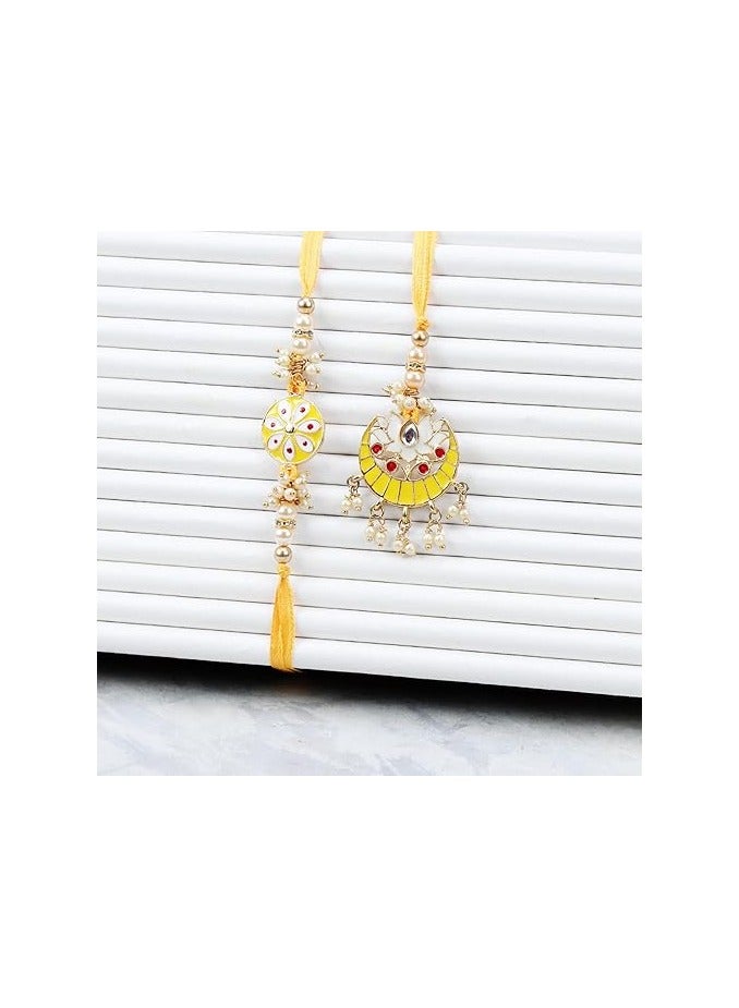 كاميري بازار مجموعة راخي مينكاري للأخ والأخت وزوج الأخت مع طقم رولي وتشوال - راخي للأخ، بهايّا، بهاي - لامبا راخي للبهبي، الأخت - Image 2