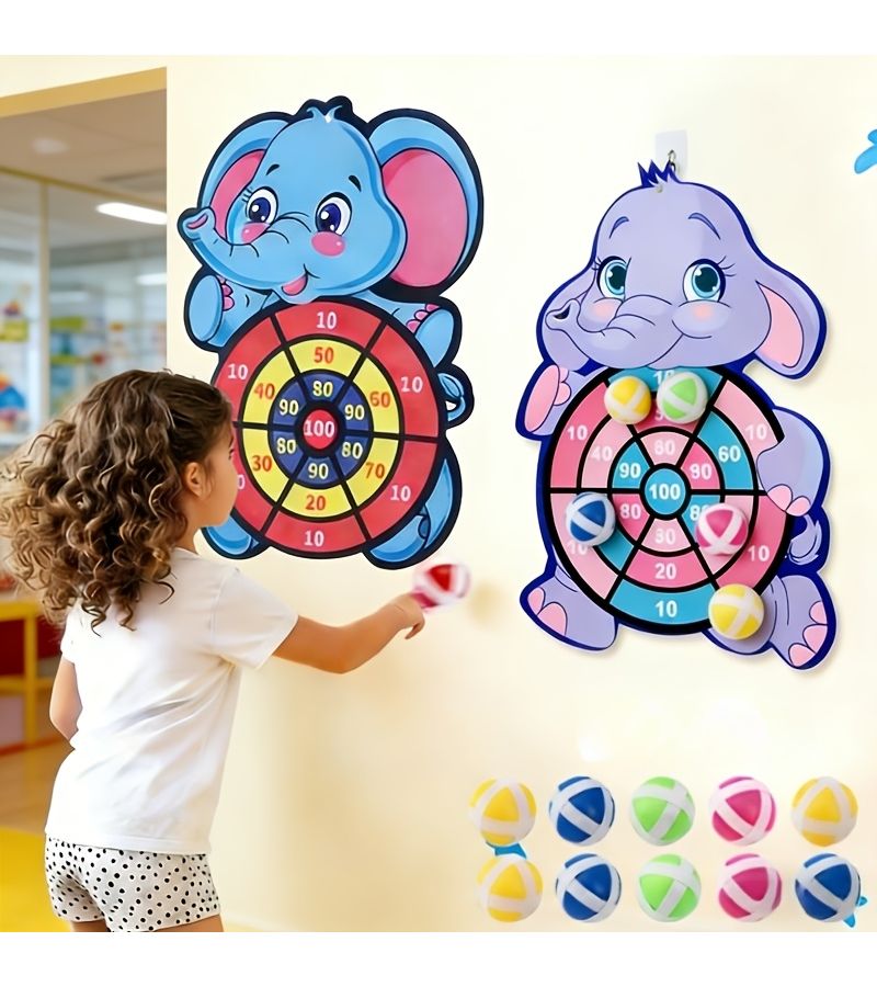 Purple Elephant Sticky Ball Throwing Game 5 Balls Interactive Family Fun Computational Toy Indoor Outdoor Entertainment Enhance Coordination - Image 1