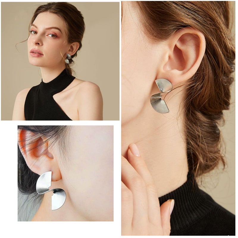 LANCHARMED 6 Pairs Silver Statement Earrings Set for Women Hypoallergenic Big Drop Dangle Earrings Large Silver Geometric Dangle Earring for Jewelry - Image 2