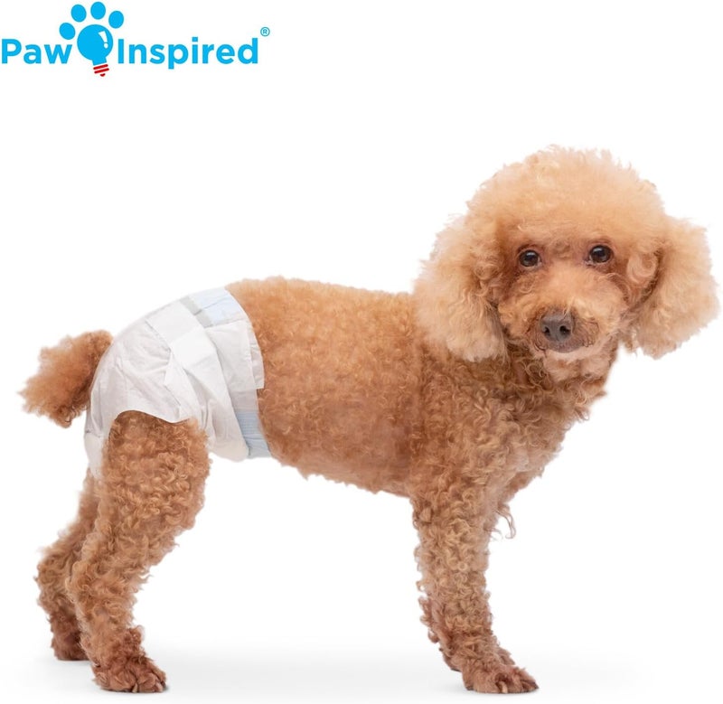 Paw Inspired مناديل صحية للكلاب قابلة للتخلص من ماركة Paw Inspired، سعة 32 قطعة | مناديل صحية للكلاب الإناث بحماية فائقة | مناسبة للكلاب في فترة الحرارة، أو التي تعاني من مشاكل في التبول أو عدم القدرة على التحكم في التبول (صغيرة الحجم) - Image 4