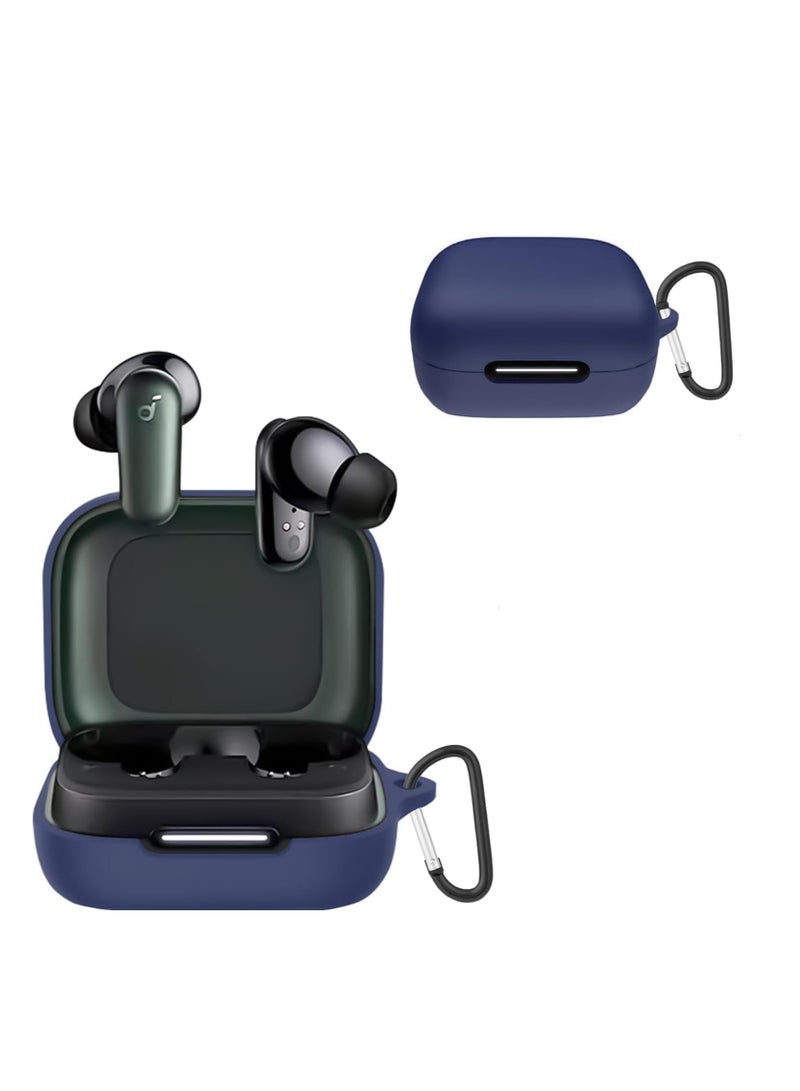 Compatible with Anker Soundcore R50i NC/Anker P30i Case Cover, Soft Silicone Shockproof Protective Case Wireless Earbuds with Carabiner, Front LED Visible (Blue) - Image 1