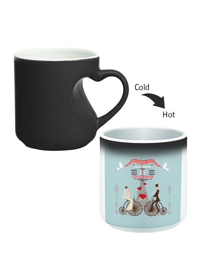 Romantic - Classic Printed Magic Coffee Mug With Inner Heart Handle Black 11ounce