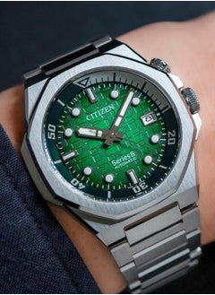 CITIZEN Series 8 890 Mechanical Mens Watch NB6060-58X – Octagonal Silver-Tone Stainless Steel Case, Textured Green Dial with Rotating Inner Dive Bezel, 42.6mm, 200M WR, Calibre 9051  - Image 4