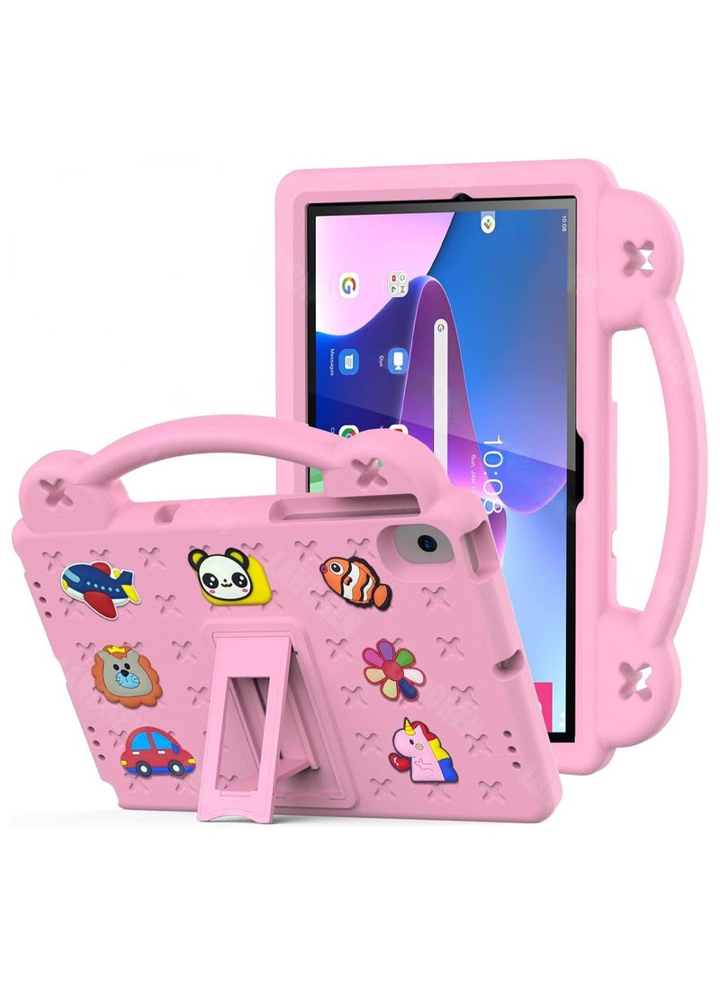 Kids Case Compatible with Lenovo Tab M10 3rd Gen 10.1 inch (TB-328FU/TB-328XU) 2022, Heavy Duty EVA Foam Shockproof Cover Kids Proof Tablet Case with Stand (Pink) - Image 1
