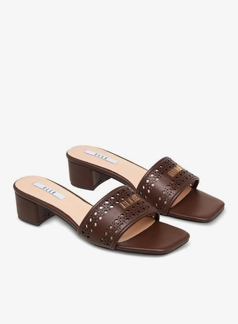 ELLE Women Buckle Accent Block Heel Sandals