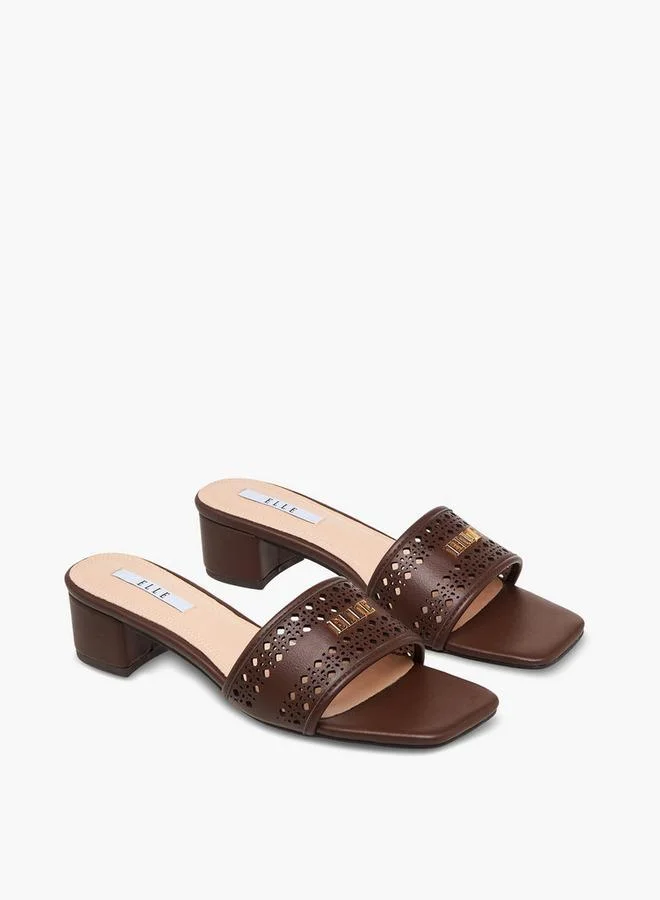 Elle Women Buckle Accent Block Heel Sandals