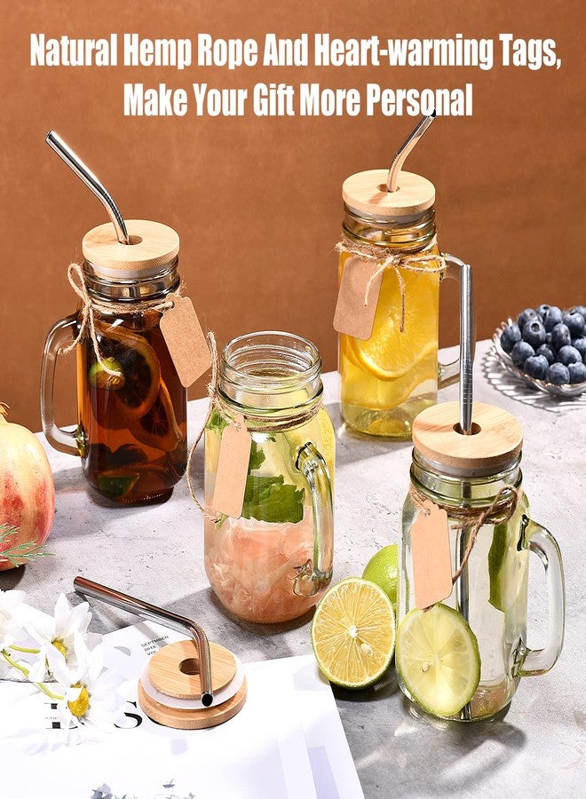 TANGLONG 16 oz Mason Jars with Handle, Mason Jar Cups, Glass Cups with Lids and Straws, Drinking Glasses Set of 12 - Image 5