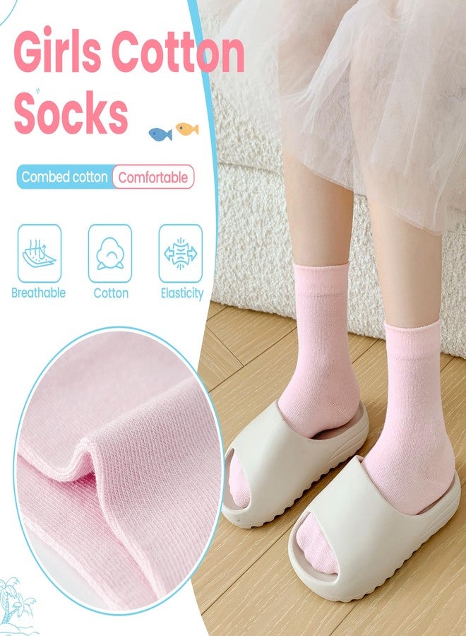 Eocom Girls Socks Little Kids Crew Socks Cotton Cute Youth Dress Socks 6 Pairs (6 Pairs Mix Color, 6-8 Years) - Image 2