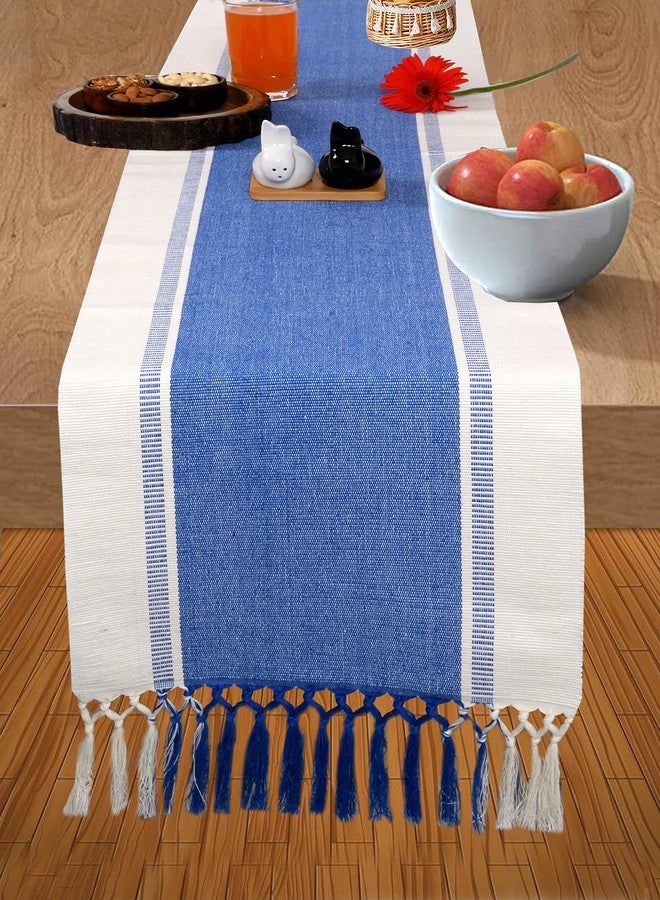 AYUSH CRAZYWEAVES Center Table Runner 100% Pure Cotton 6 Seater Table Runner Blue 182cm Long - Image 1