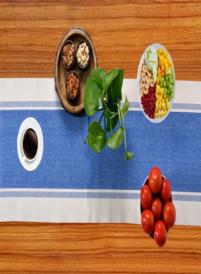 AYUSH CRAZYWEAVES Center Table Runner 100% Pure Cotton 6 Seater Table Runner Blue 182cm Long - Image 2