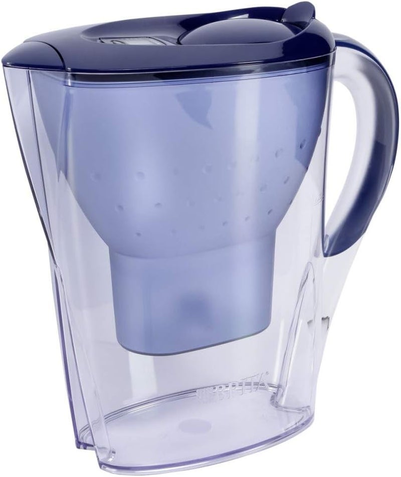 BRITA Marella fridge water filter jug for reduction of chlorine, limescale and impurities, Includes 1 x MAXTRA+ filter cartridges, 2.4L -Blue Durability boosted processed material - Image 1