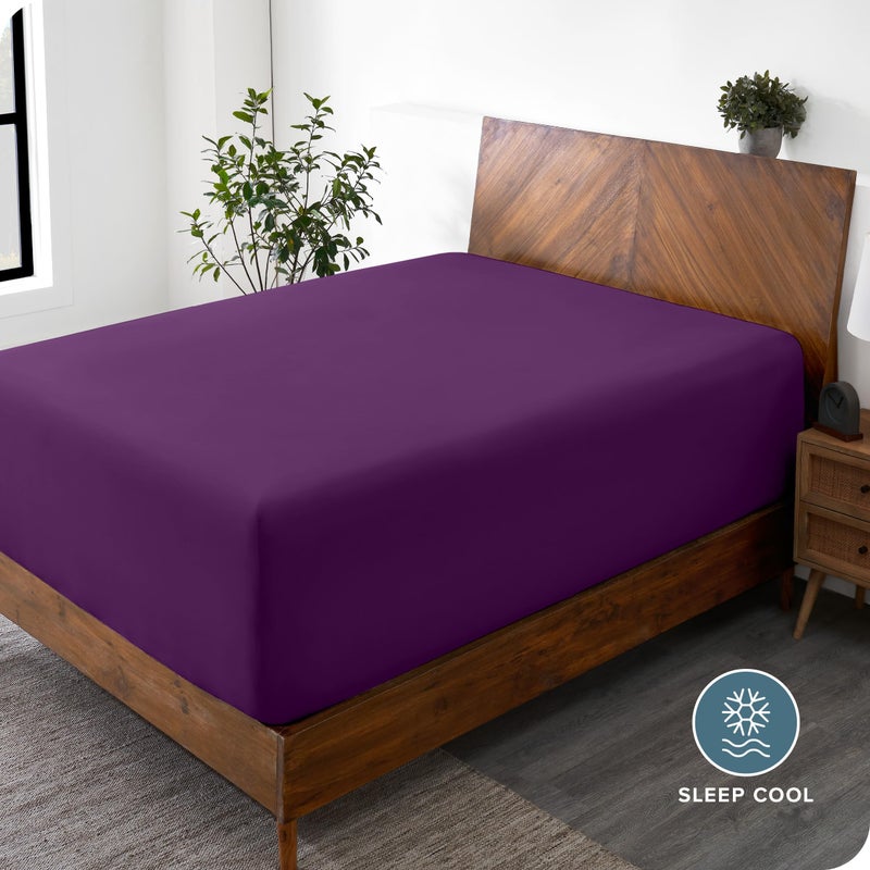 Bare Home Bare Home Queen Fitted Sheet - Extra Deep Pocket Fitted Sheet - Premium 1800 Microfiber - Ultra-Soft Wrinkle Free - Queen Deep Pocket Bottom Sheets (Queen - 11"" to 22"" Pocket  Plum)  - Image 3