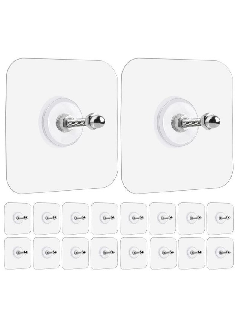 Generic 18 Pcs Adhesive Wall Hooks, Transparent No-Drill Hooks for Bathroom, Shower, Kitchen, Stainless Steel, Water-Resistant Sticky Wall Hooks for Hanging with 5.0 Kg Load Capacity, Double-Sided Adhesive Alternative to Nails, Ideal for Frames, Pictures, Living Room, Bedroom  - Image 1