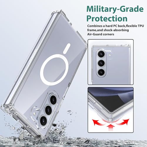 Casotec Clear Case, Magnetic Case with Built-in Magnets Compatible with MagSafe, Crystal Transparent Slim PC & TPU Cover for Samsung Galaxy Z Fold6 5G - Transparent - Image 4