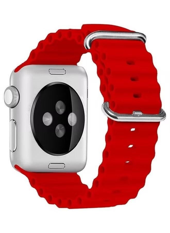 Generic - Silicone Watch Band For Apple Watch Ultra 49mm / Series 8/7 45mm / SE 2/6 / SE / 5/4 44mm Red - Image 1