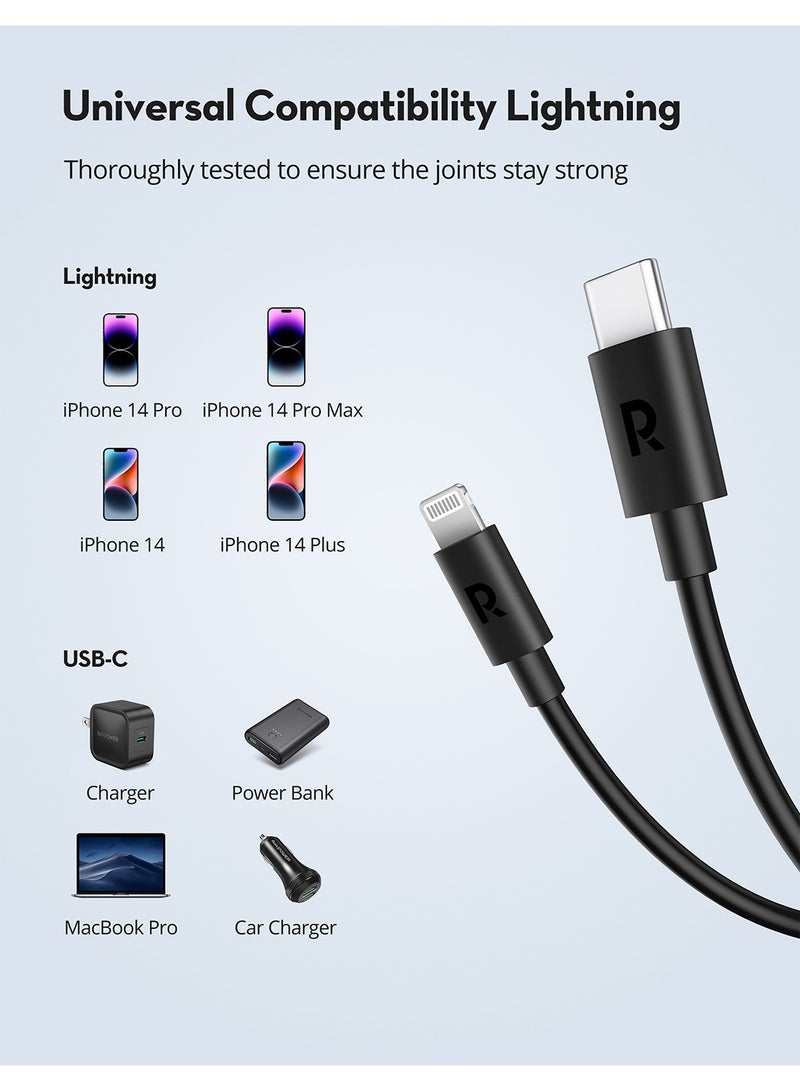 RAVPOWER RP-CB1016 TypeC-Lightning Cable 1M TPE Black - Image 4