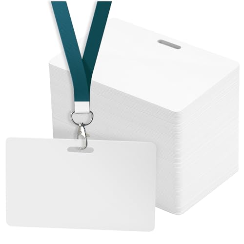 CAETOUNG 100 Pack Premium Blank PVC Cards with Slot Punch on Long Side - Horizontal Slot Punch Blank ID Cards- CAETOUNG CR80 30 Mil Graphic Quality White Plastic Cards for Photo ID Badge Printers - Image 1