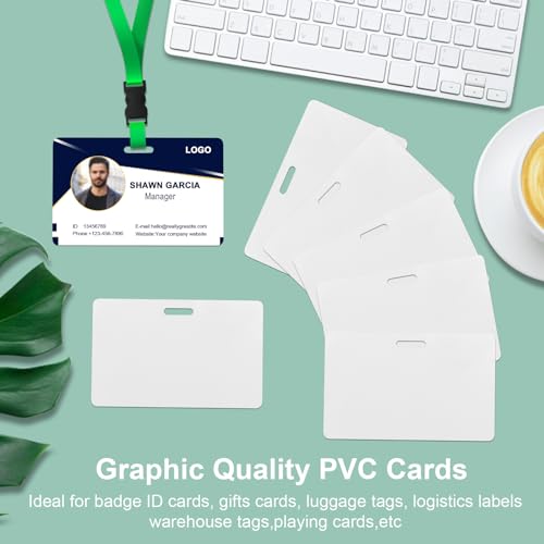 CAETOUNG 100 Pack Premium Blank PVC Cards with Slot Punch on Long Side - Horizontal Slot Punch Blank ID Cards- CAETOUNG CR80 30 Mil Graphic Quality White Plastic Cards for Photo ID Badge Printers - Image 2