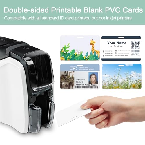CAETOUNG 100 Pack Premium Blank PVC Cards with Slot Punch on Long Side - Horizontal Slot Punch Blank ID Cards- CAETOUNG CR80 30 Mil Graphic Quality White Plastic Cards for Photo ID Badge Printers - Image 4