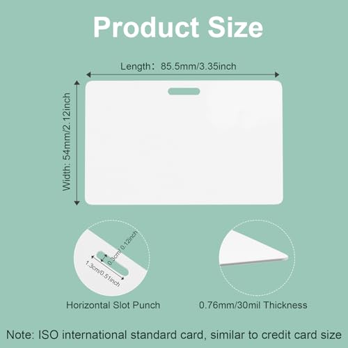 CAETOUNG 100 Pack Premium Blank PVC Cards with Slot Punch on Long Side - Horizontal Slot Punch Blank ID Cards- CAETOUNG CR80 30 Mil Graphic Quality White Plastic Cards for Photo ID Badge Printers - Image 5