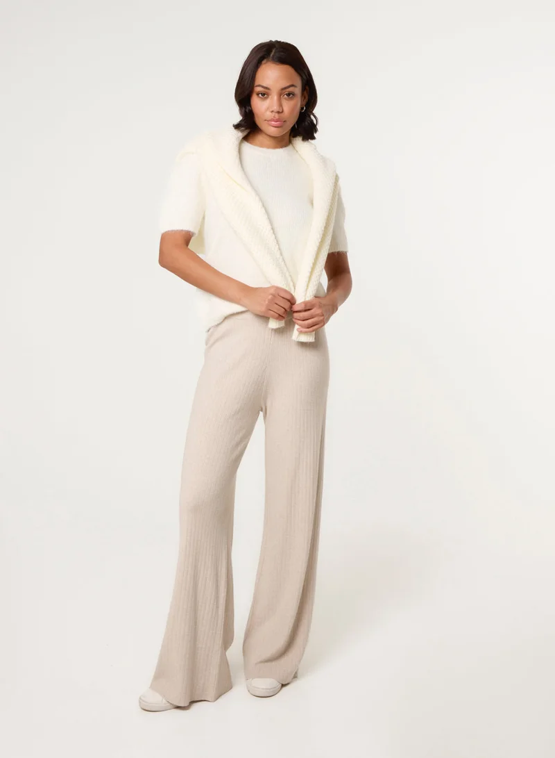 بلو فانيلا Ribbed Wide Leg Trousers