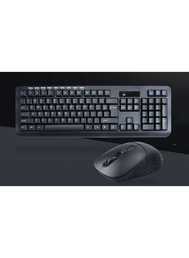 هينغ طقم لوحة مفاتيح وماوس لاسلكي، بتردد 2.4 جيجاهرتز، قابل للتعديل، مناسب للمنزل والمكتب، مع مستقبل USB، يدعم اللغتين الإنجليزية والعربية، لون أسود - Image 2