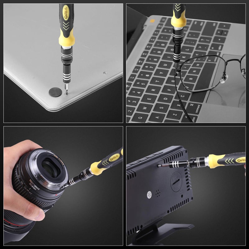 ORIA Precision Screwdriver Kit, 60 in 1 with 56 Bits Screwdriver Set, Magnetic Driver Kit with Flexible Shaft, Extension Rod for Mobile Phone, Smartphone, Game Console, Tablet, PC, Yellow - Image 3