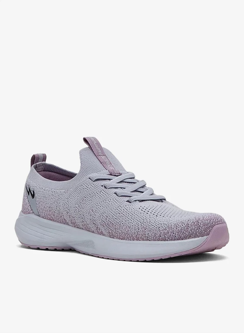 CAMPUS Women’s Lavender Comfort Sneakers – Stylish Knit Pattern Shoes with Pop of Pink Accent