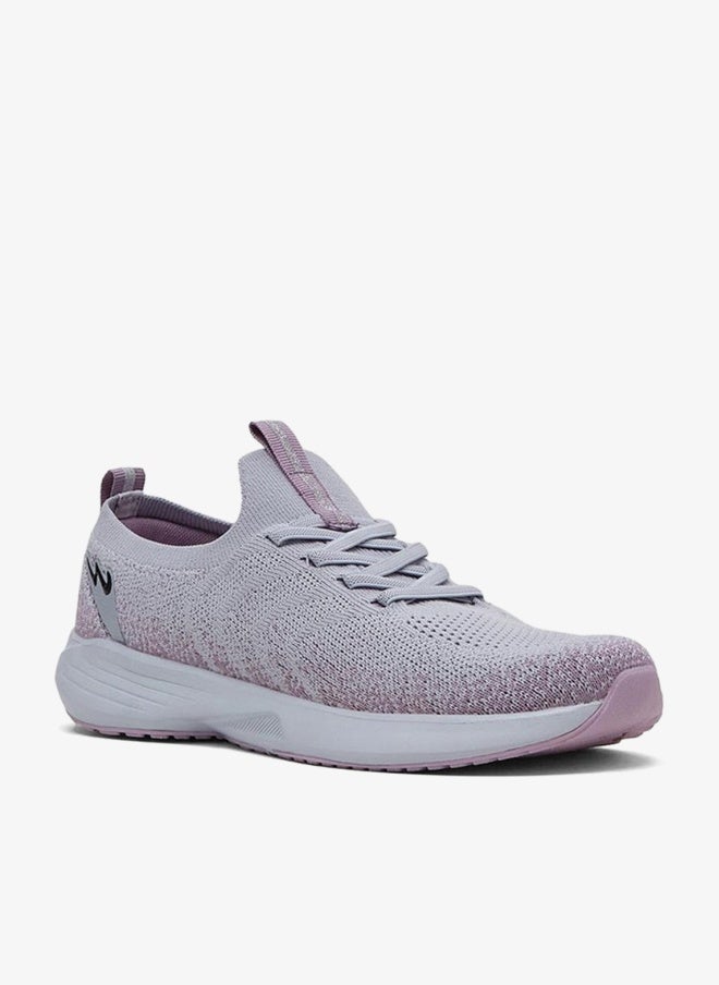 كامبس أحذية رياضية نسائية بيضاء مريحة بنمط محبوك أنيق مع لمسة وردية - Image 1