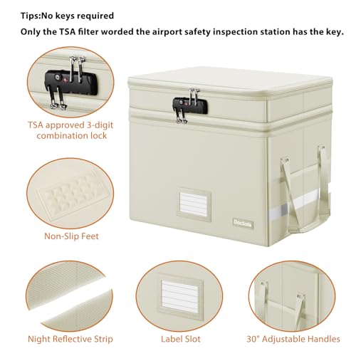 DocSafe File Box with Lock,Multi-Layer Fireproof Document Box Collapsible File Storage Organizer with Pockets/Handle,Large Portable Home Office Filing Box for Hanging Letter/Legal Size Folders,Beige - Image 4