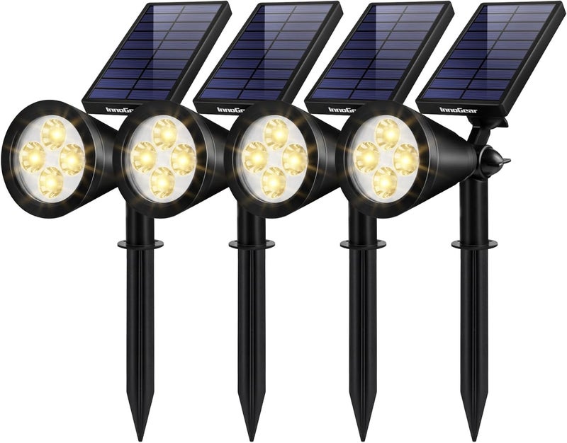 InnoGear Solar Lights Outdoor Waterproof Solar Garden Light for Outside Yard Landscape Lighting Pathway Spot Lights Spotlight Wall Light Auto On/Off, Pack of 4 (Warm White) - Image 1