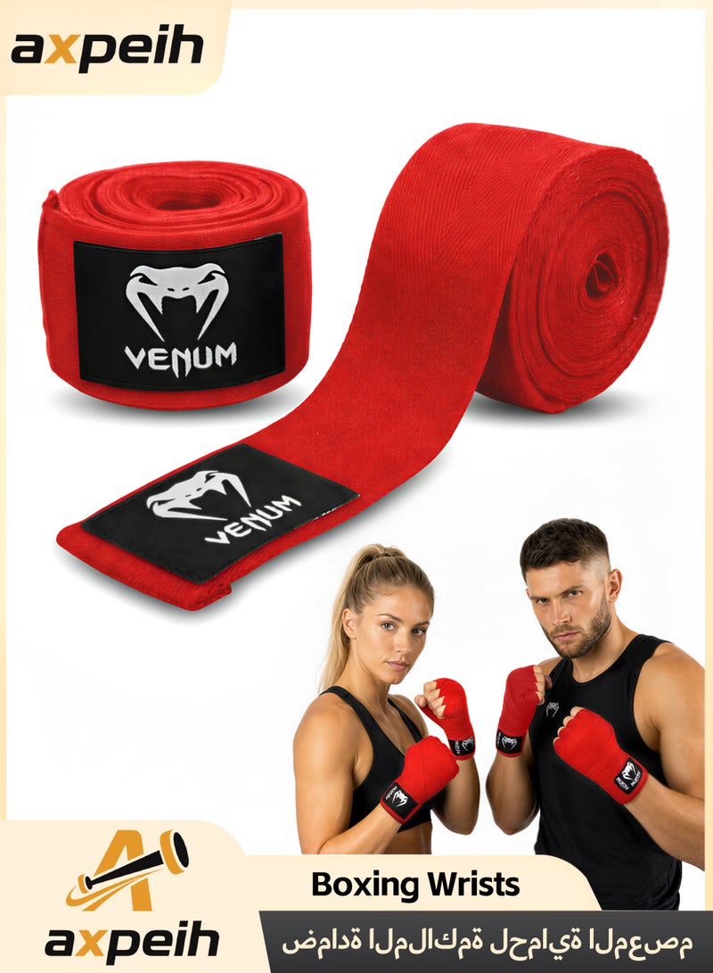 VENUM Boxing Hand Wraps for Men & Women 5M Stretch Cotton Wrist Support Bandages for Muay Thai MMA Kickboxing Gym Training Knuckle Protection with Hook & Loop Closure - Image 1