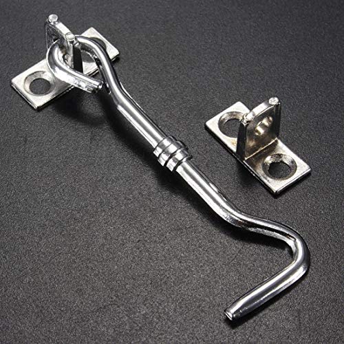 DIY Crafts Style No # 1, Silver, 3 Pcs Cabinet Door Gate Window Latches Hook & Eye Wind-Proof Silent Lock fo (Style No # 1, Silver) - Image 3