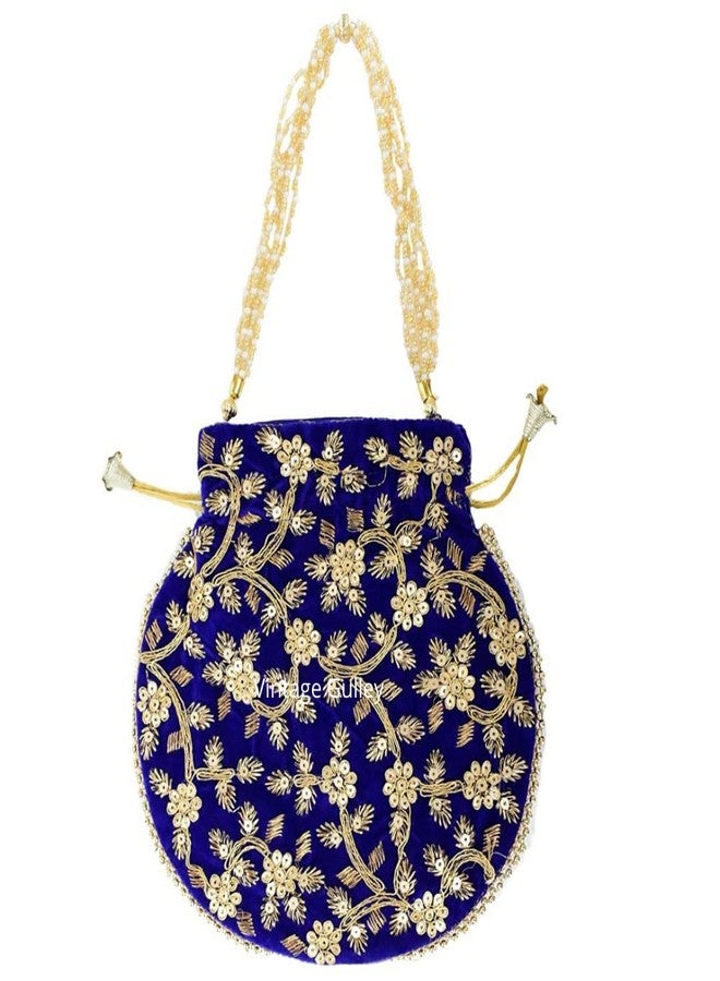 STLYZ Traditional Velvet Potli Bag For Women, Embroidered Potli Handbag Wristlets Ethnic Bridal Potli Batwa Bag For Ladies For Wedding Return Gifts (Pack of 2) (VelvetPotli_Packof2) - Image 2