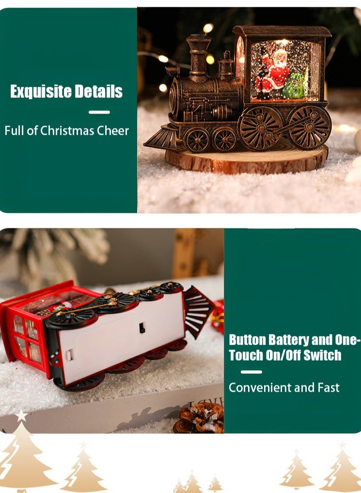 تابيت كرة ثلجية على شكل قطار مزينة بفوط مائية لامعة، فانوس مائي لعيد الميلاد، ديكور منزلي، هدايا زينة للطاولة، كرة بلورية لعيد الميلاد - البطاريات غير مشمولة (سانتا كلوز) - Image 5